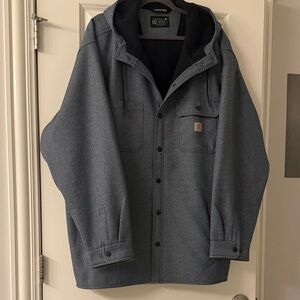 Carhartt Men's Black Heather Hooded Shirt Jacket